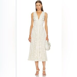 Zimmermann Burnout Sunray Midi Dress in Cream size Au 2